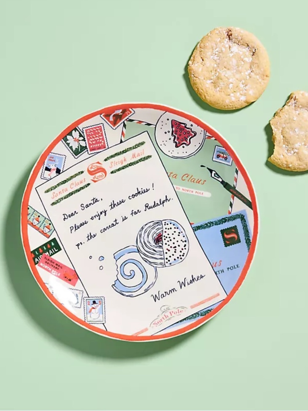Anthropologie Holiday Mail Cookie Plate - Dear Santa Cookie Plate
